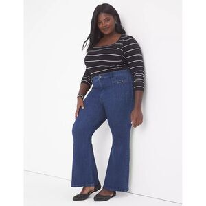 Lane Bryant Signature Fit HighRise Flare Jeans Dark Wash Horsebit 20 Plus Casual